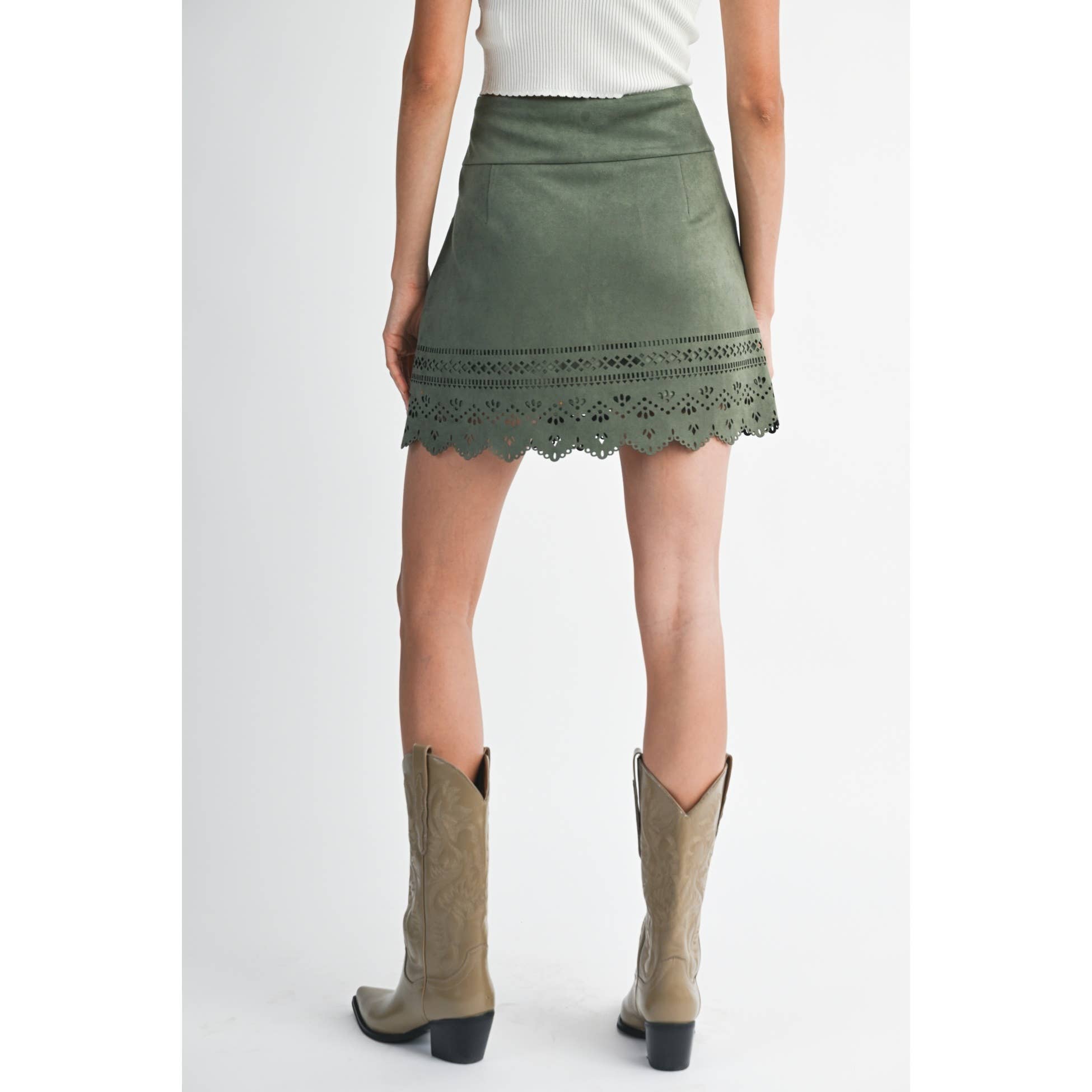Hunter Green Suede Skirt