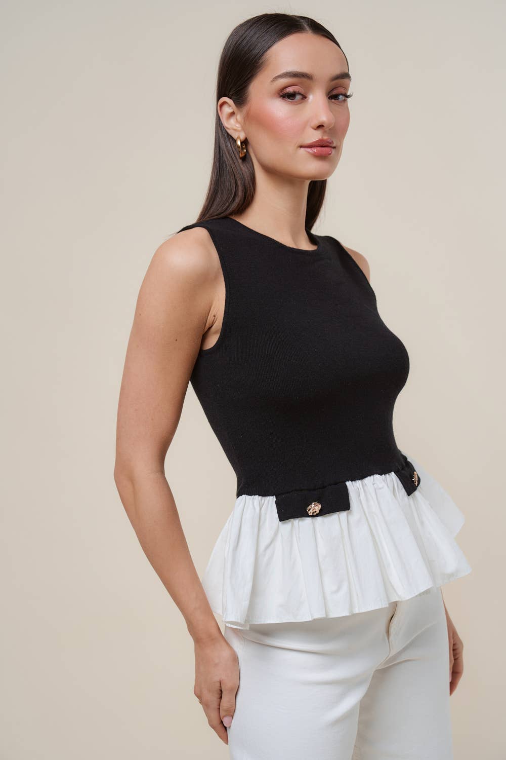 Poplin Sweater Knit Top