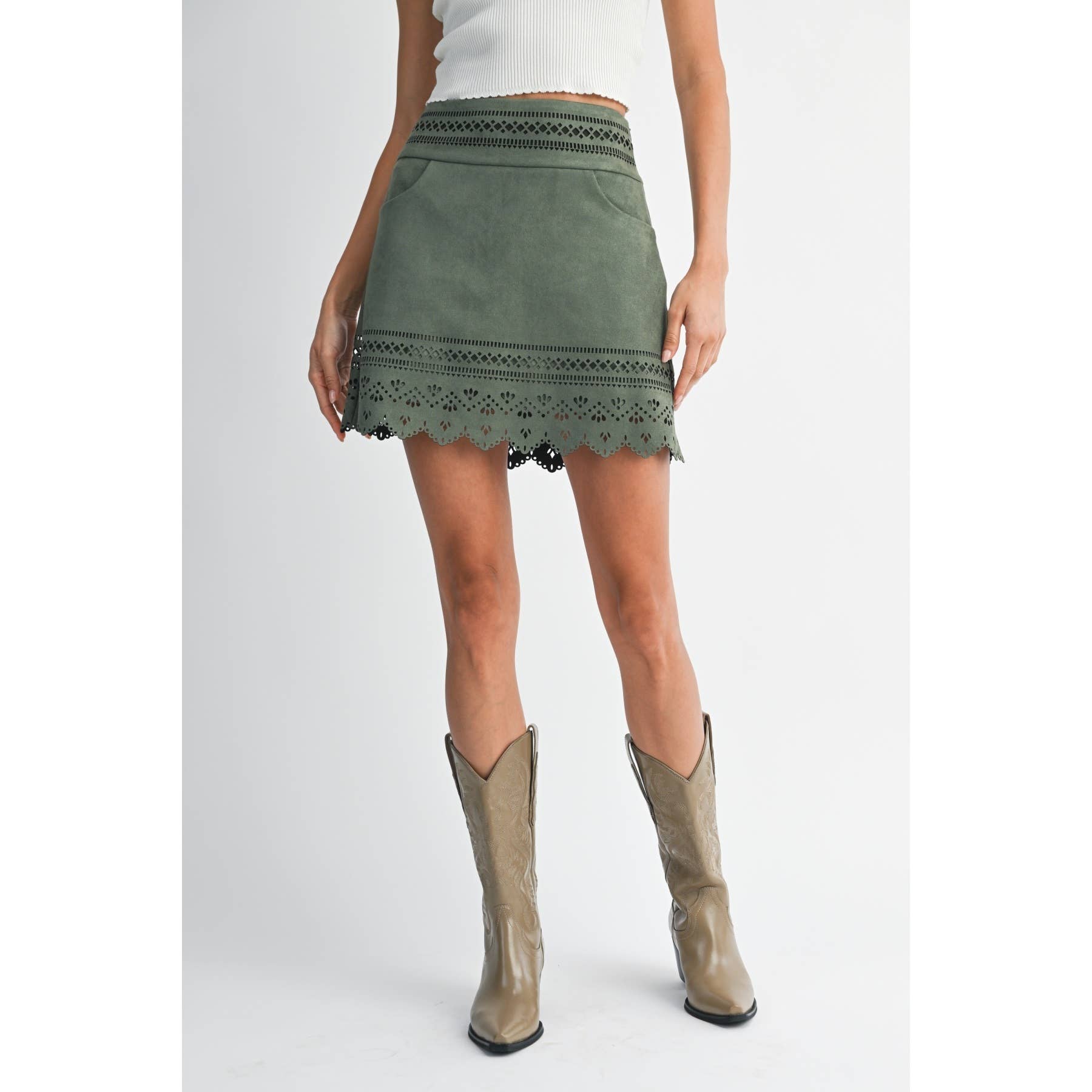 Hunter Green Suede Skirt