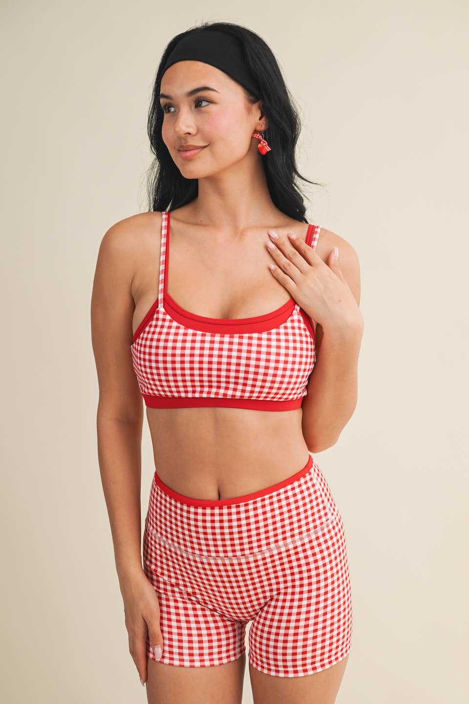Gingham Double Layered Sports Bra