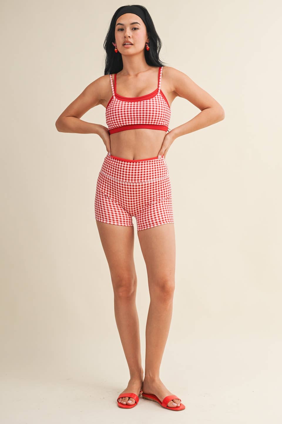 Gingham Double Layered Sports Bra