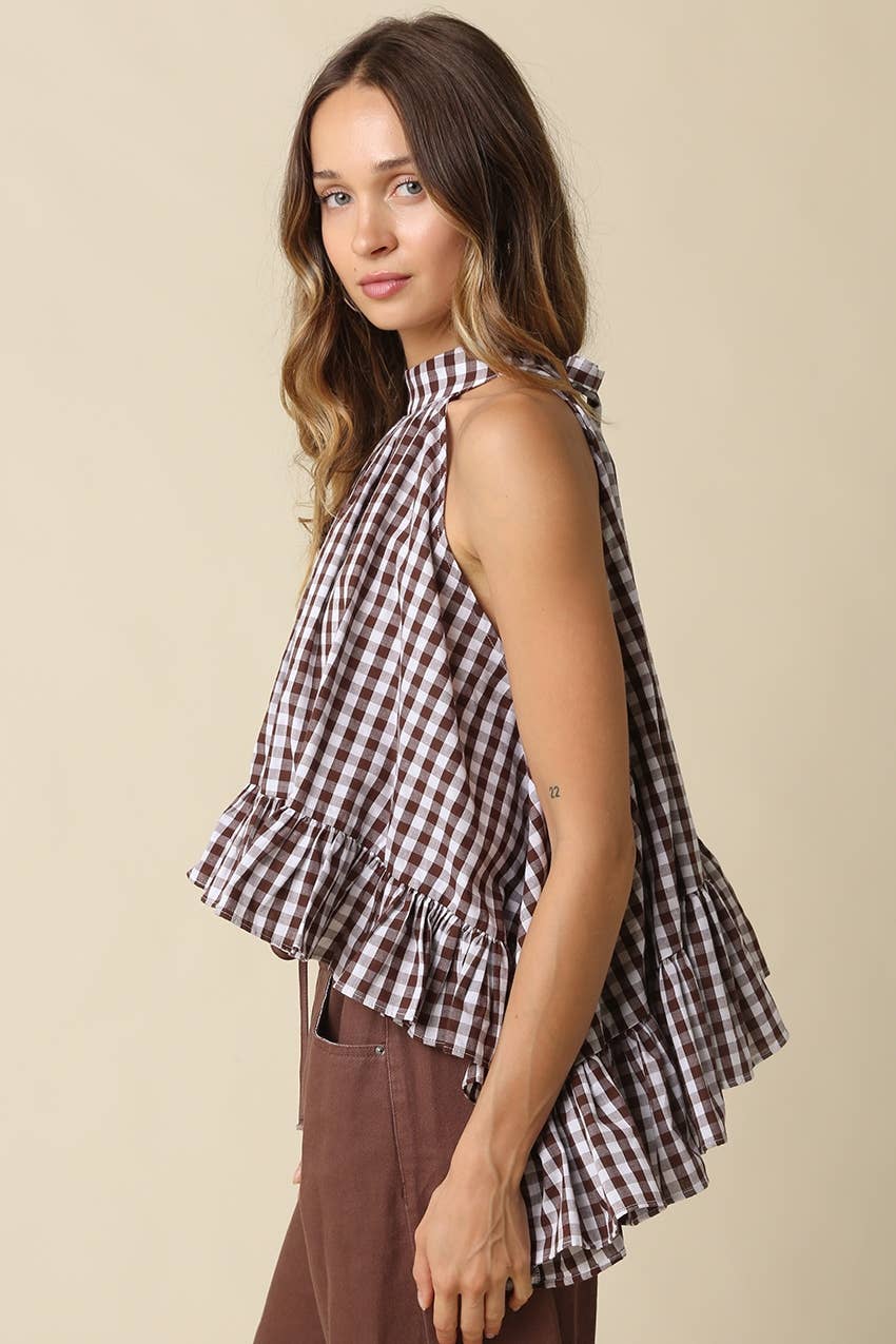Chrissie Gingham Halter Top