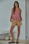 Gingham Ruffle Tank Top
