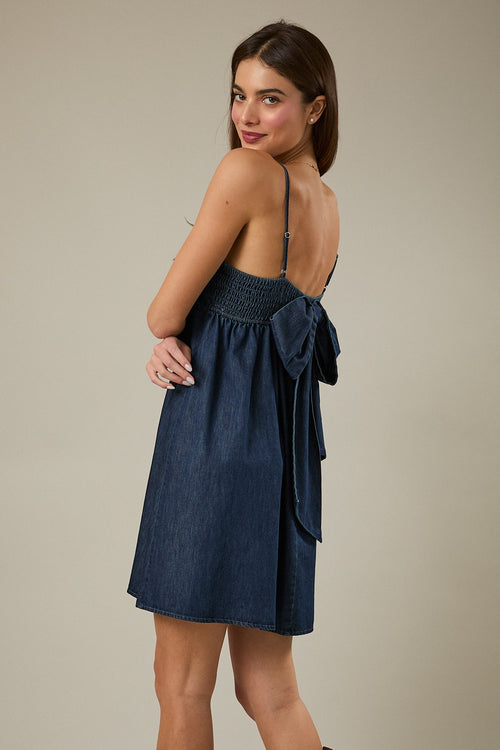 Bow Detail Jean Dress