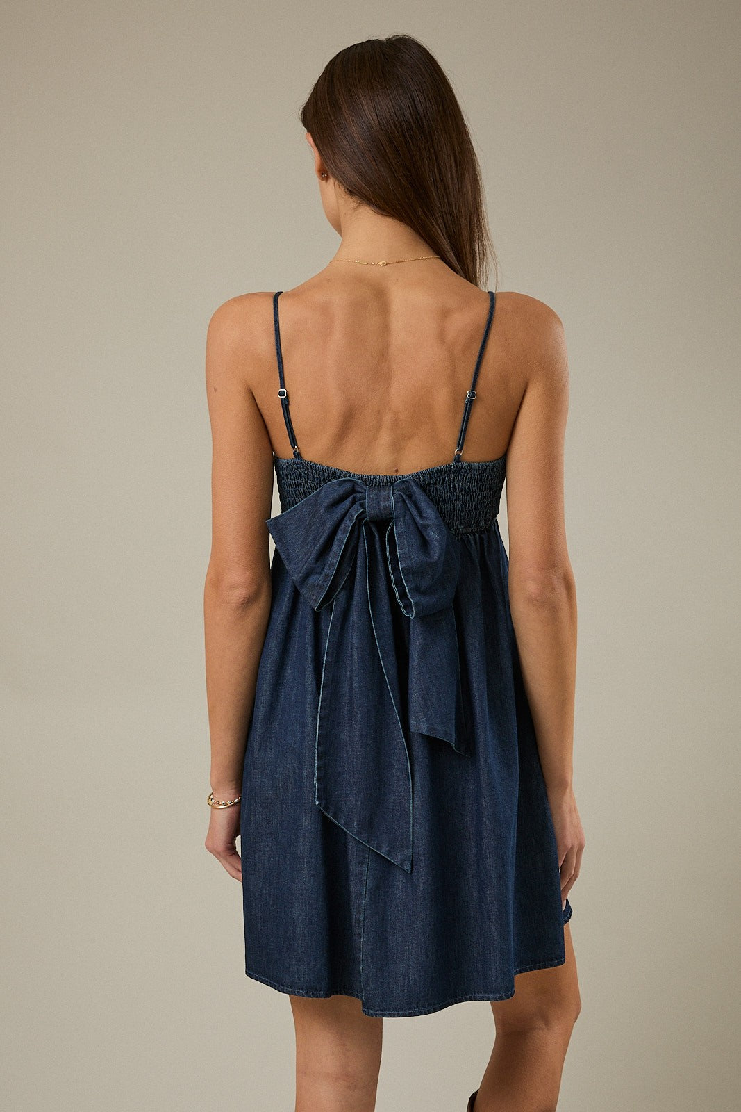 Bow Detail Jean Dress