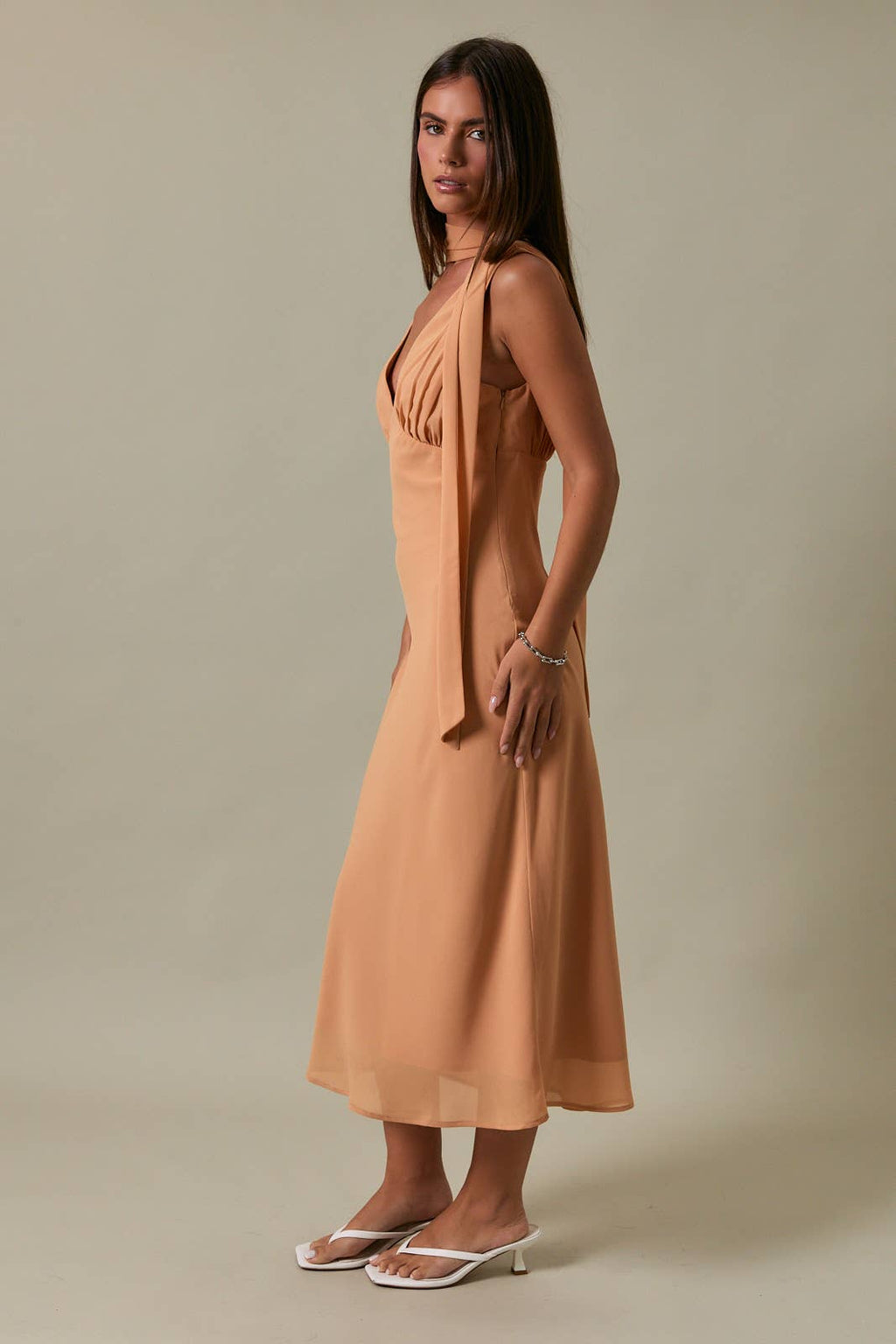 Golden Hour Scarf Midi Dress