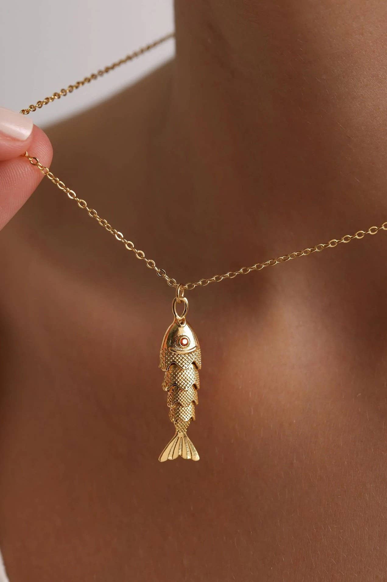 Golden Catch Fish Necklace