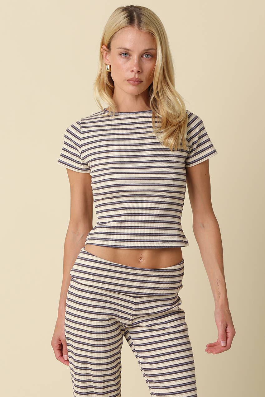 Clover Stripe Knit Pants Set