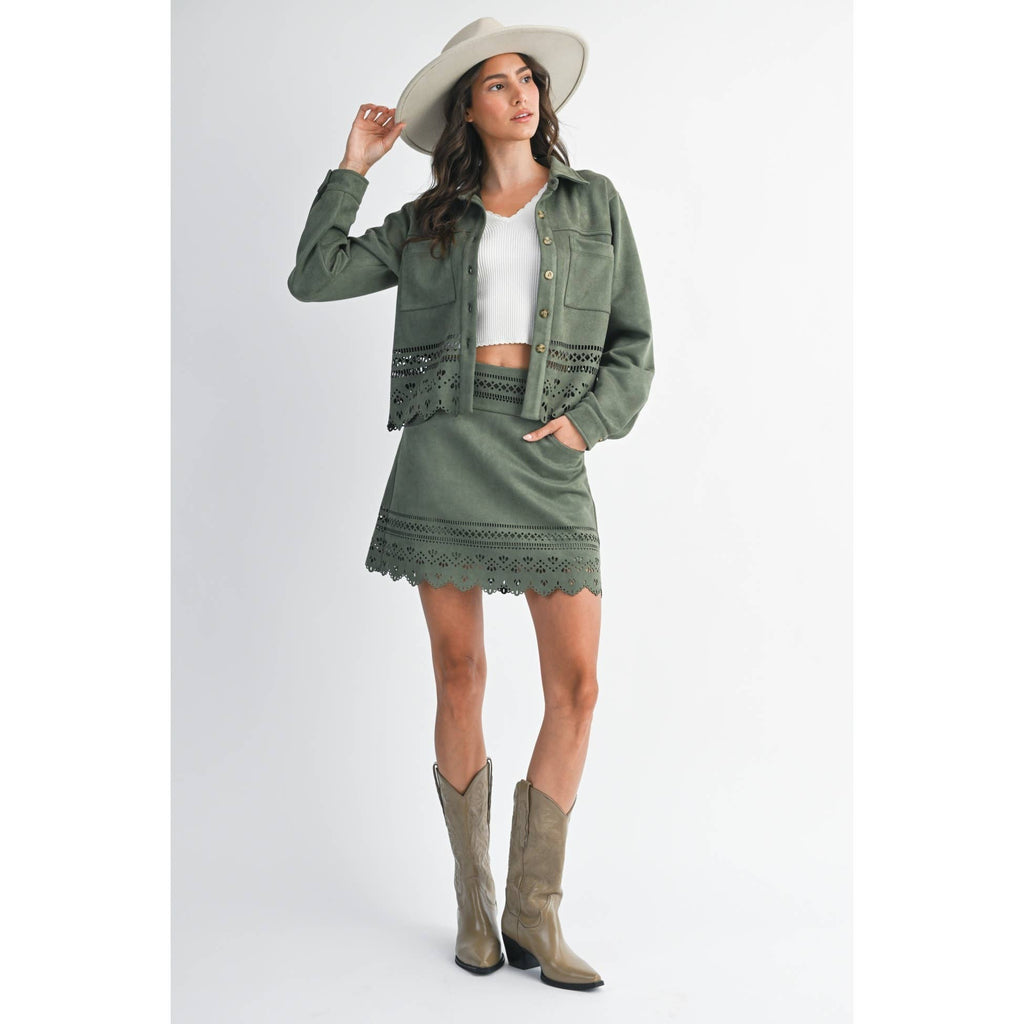 Hunter Green Suede Skirt