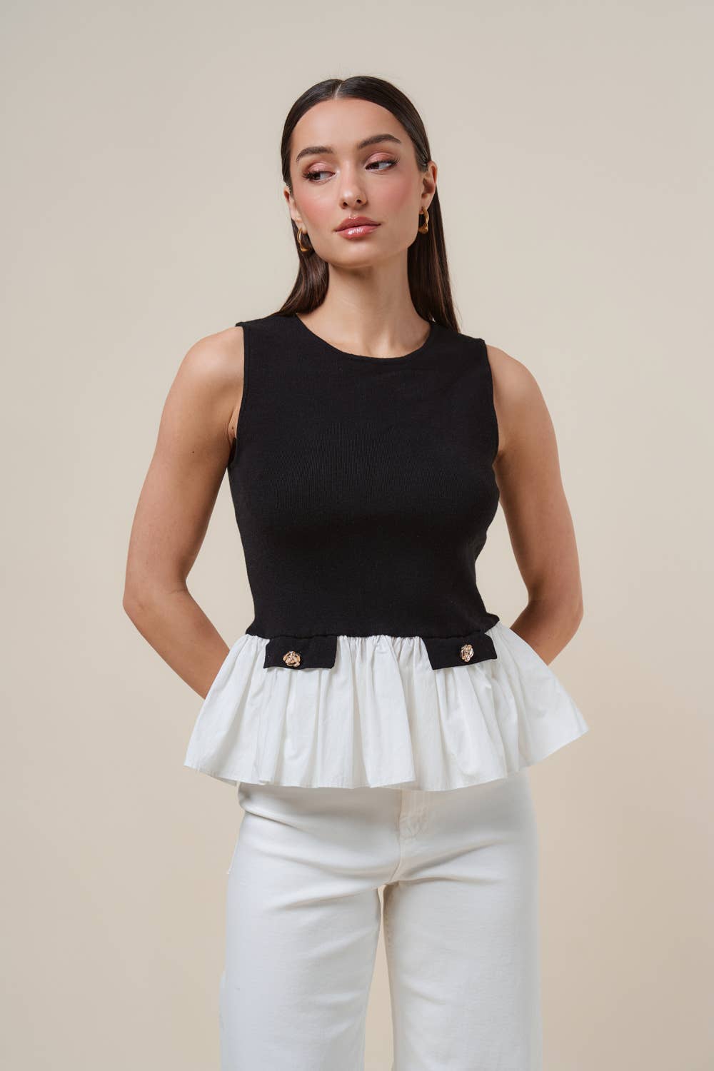 Poplin Sweater Knit Top