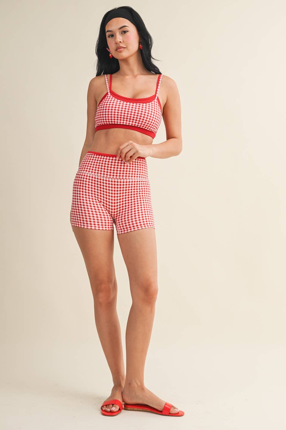 Gingham Double Layered Sports Bra