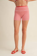Gingham Contrast Binding Biker Shorts