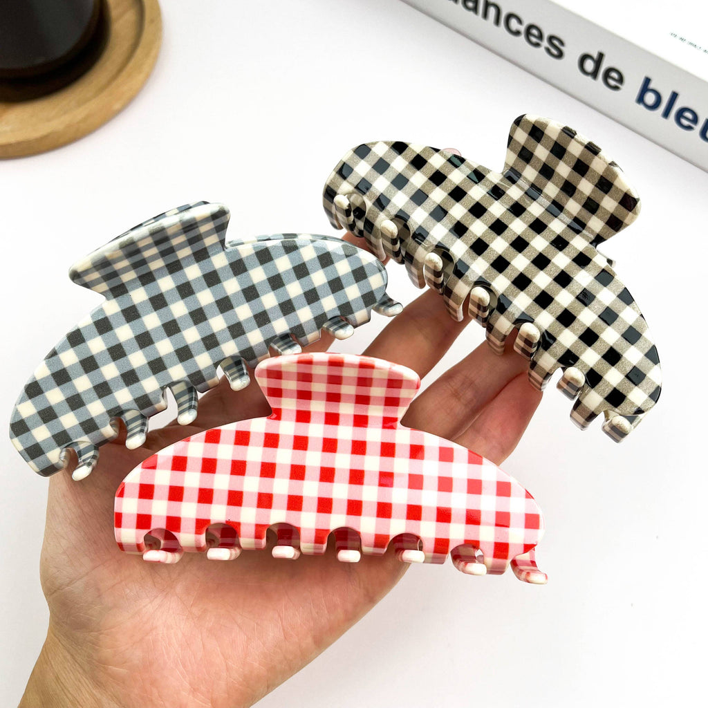 Cherry Red Gingham Claw Clip