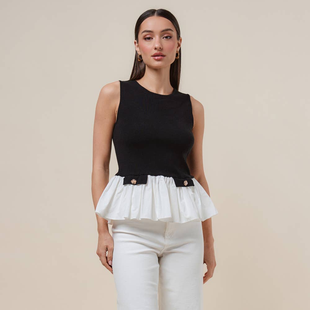 Poplin Sweater Knit Top