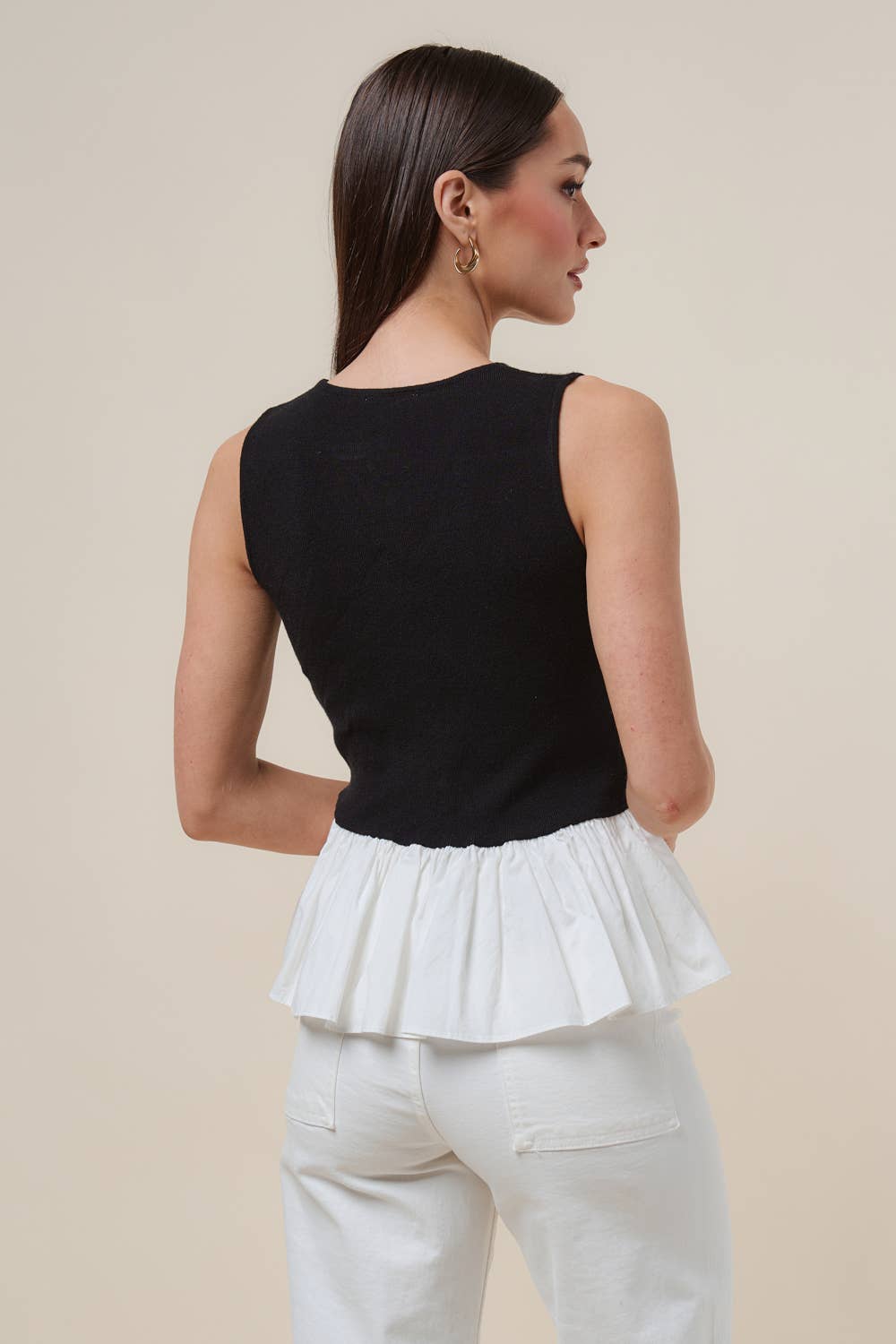 Poplin Sweater Knit Top