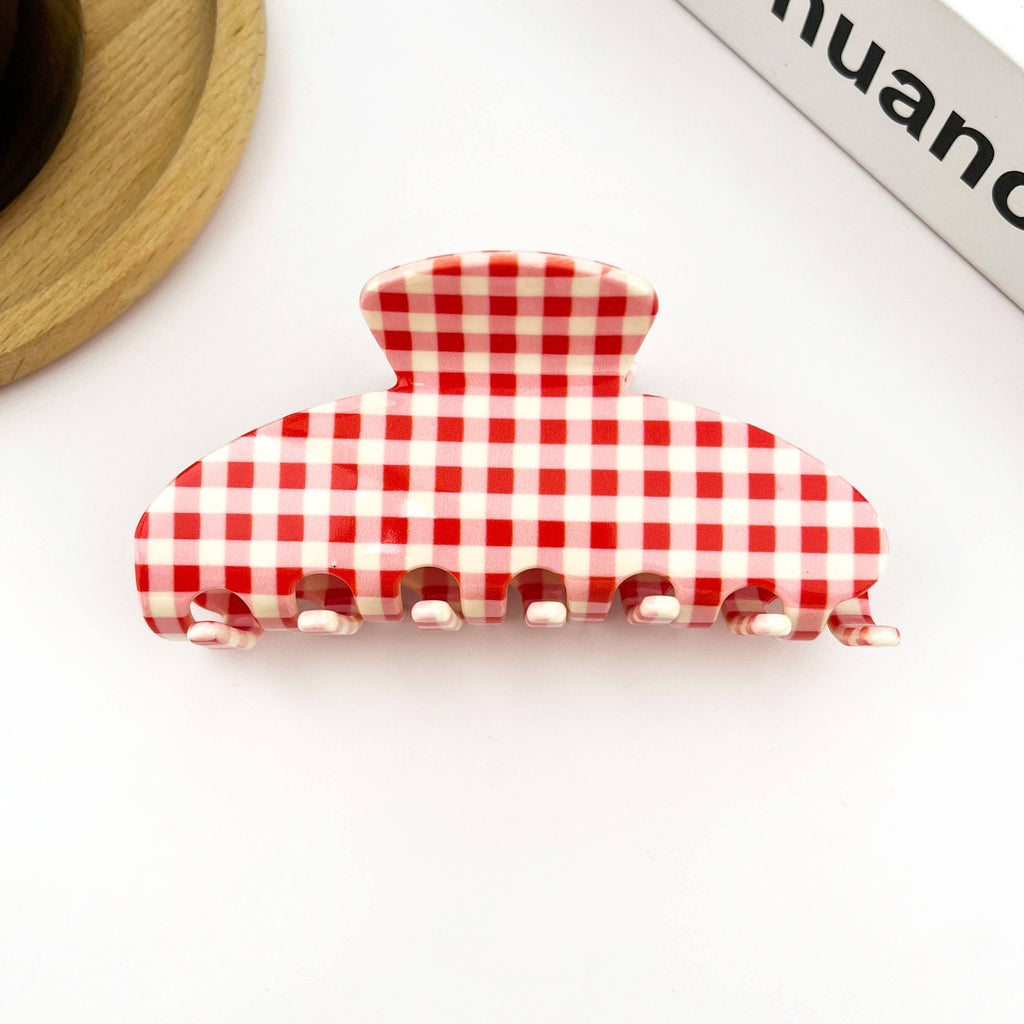 Cherry Red Gingham Claw Clip