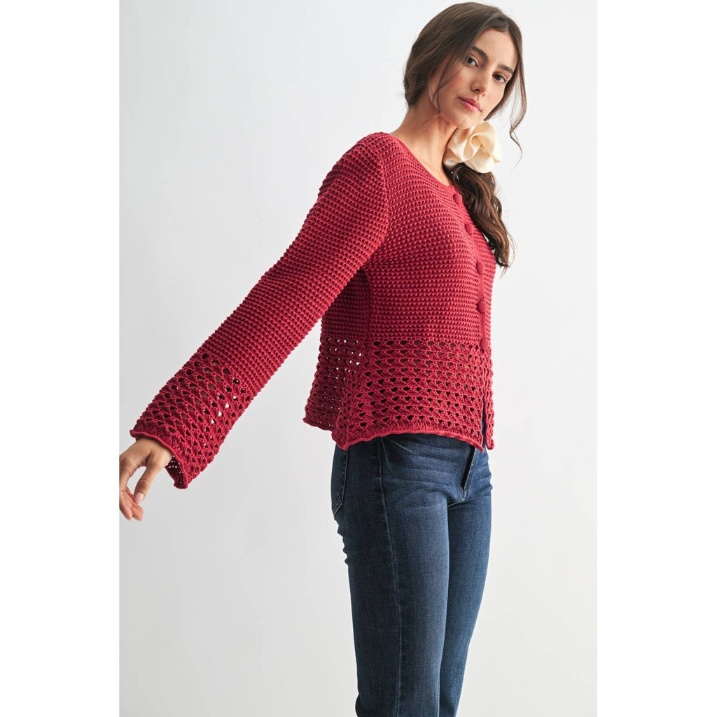 Cranberry Crochet Cardigan