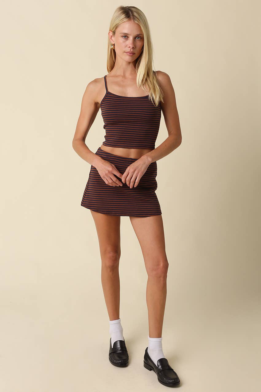Clover Stripe Knit Skort Set
