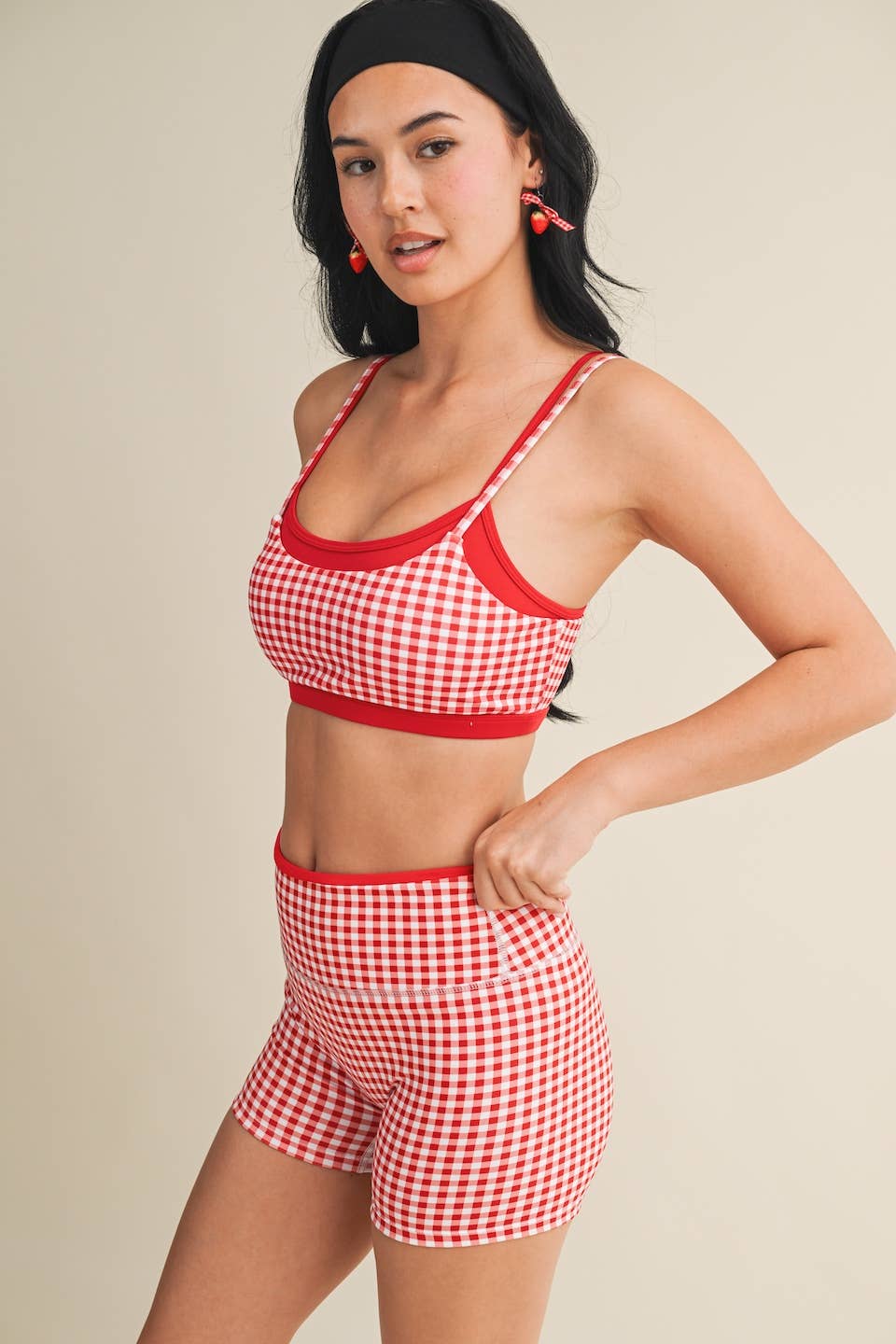 Gingham Double Layered Sports Bra
