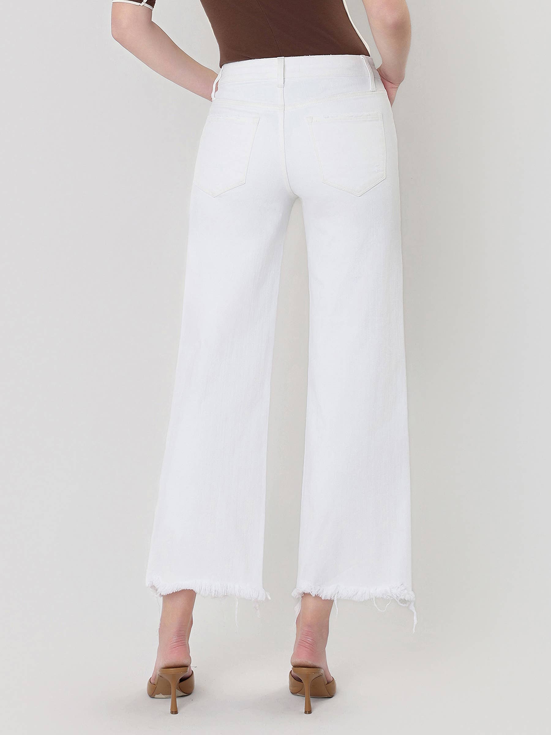 High Rise Raw Hem Crop Jeans