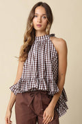 Chrissie Gingham Halter Top