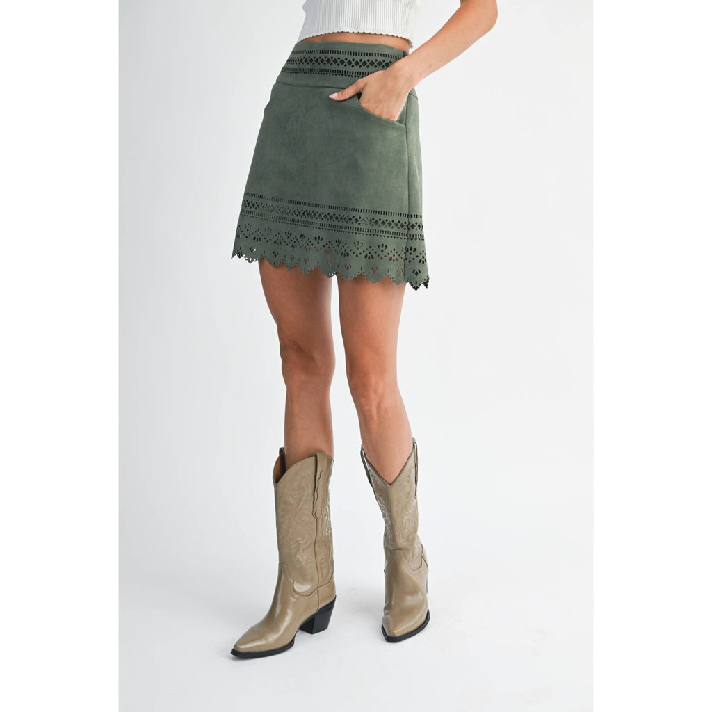 Hunter Green Suede Skirt