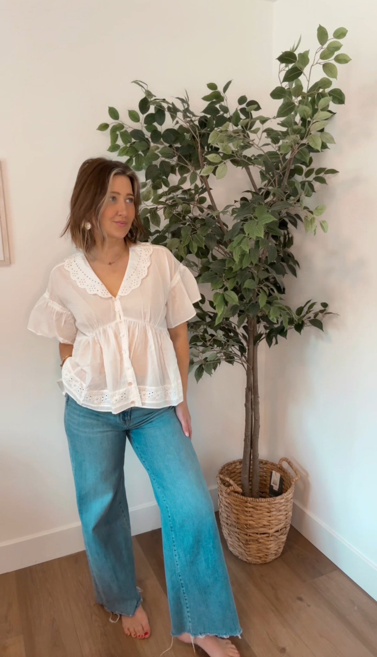 Eyelet Babydoll Sheer Top