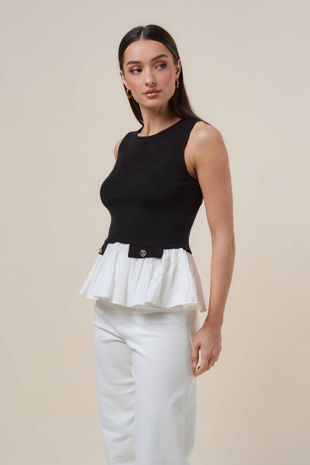 Poplin Sweater Knit Top