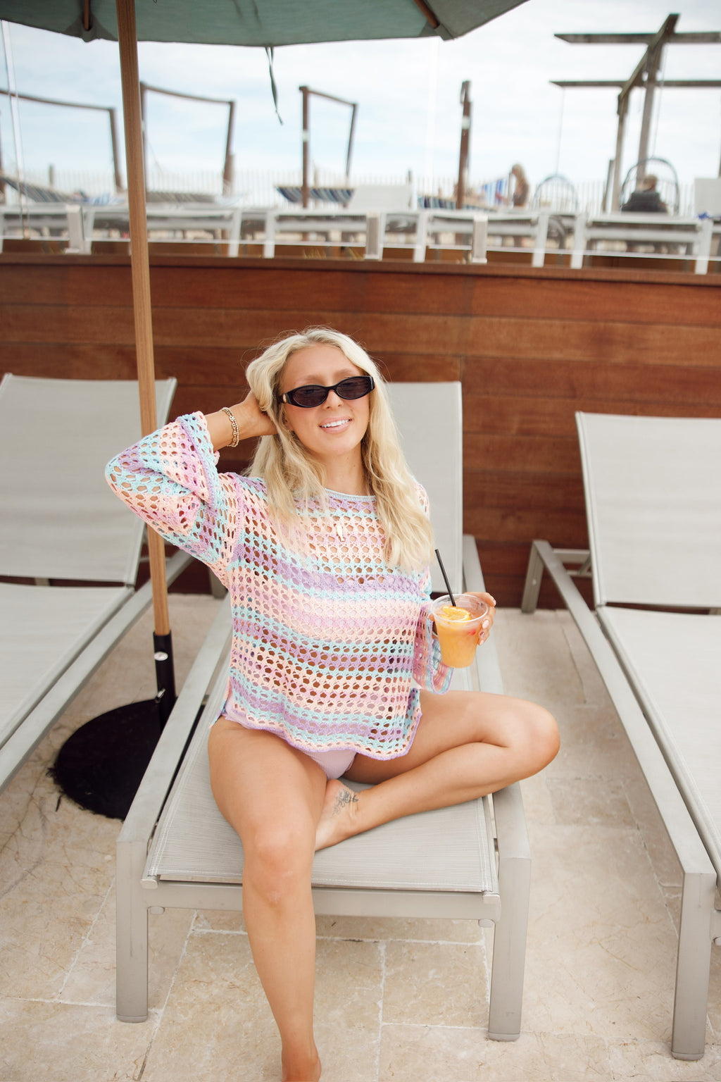Multi Stripe Knit Beach Cover Up
