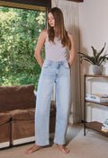 Super High Rise Light Wash Barrel Leg Jeans