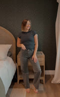 Leopard Print High Rise Slim Wide Jean