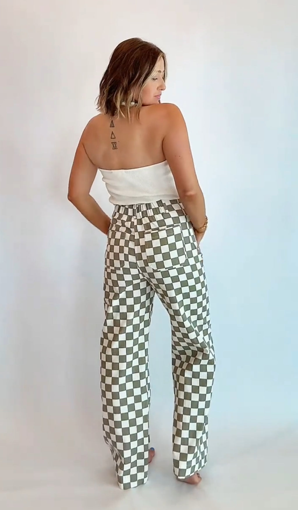 Denim Checkered Pants