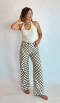 Denim Checkered Pants