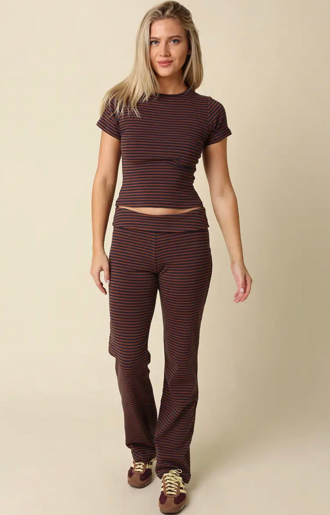 Clover Stripe Knit Pants Set