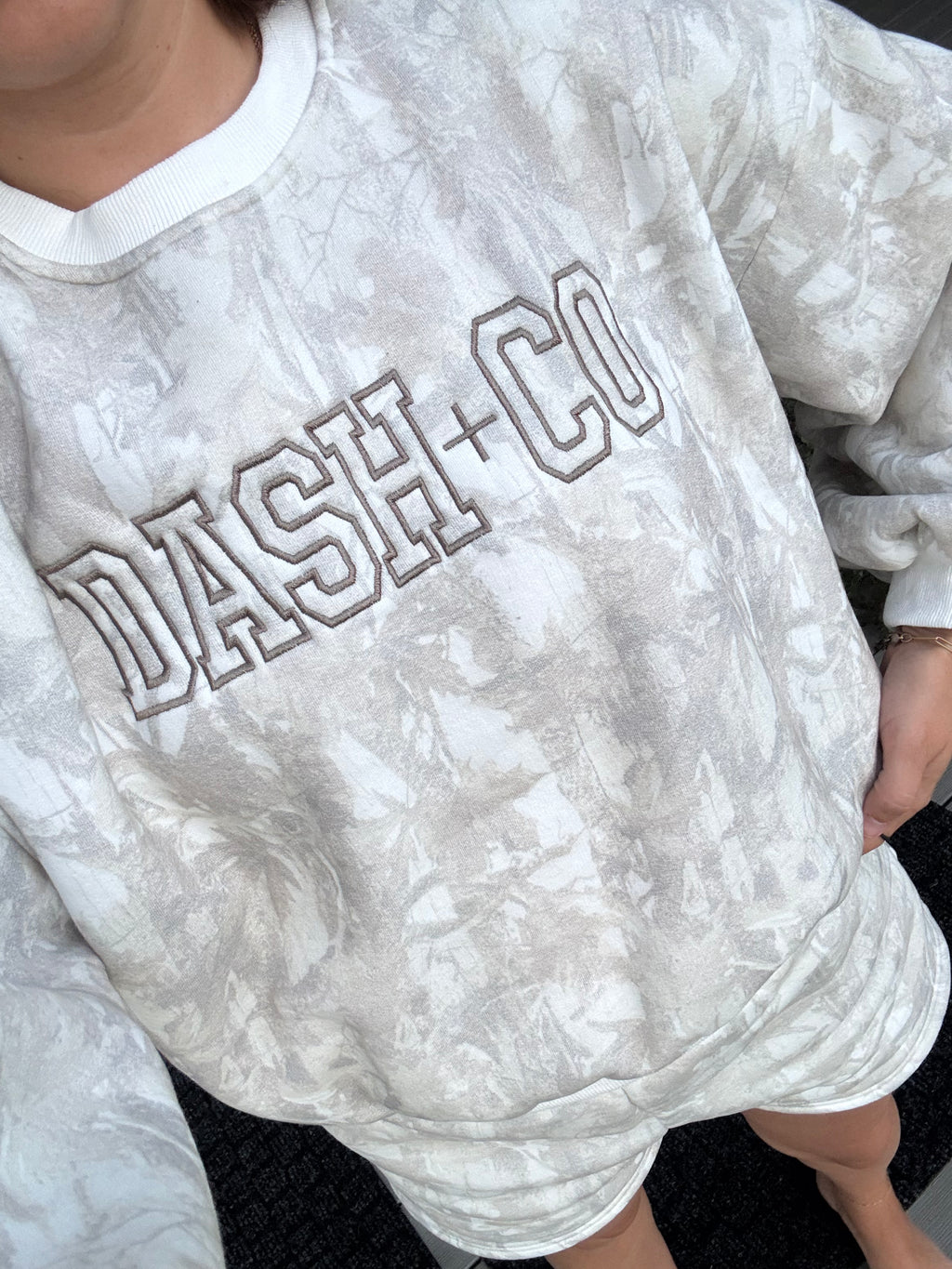 Embroidered Camouflage Crewneck Set