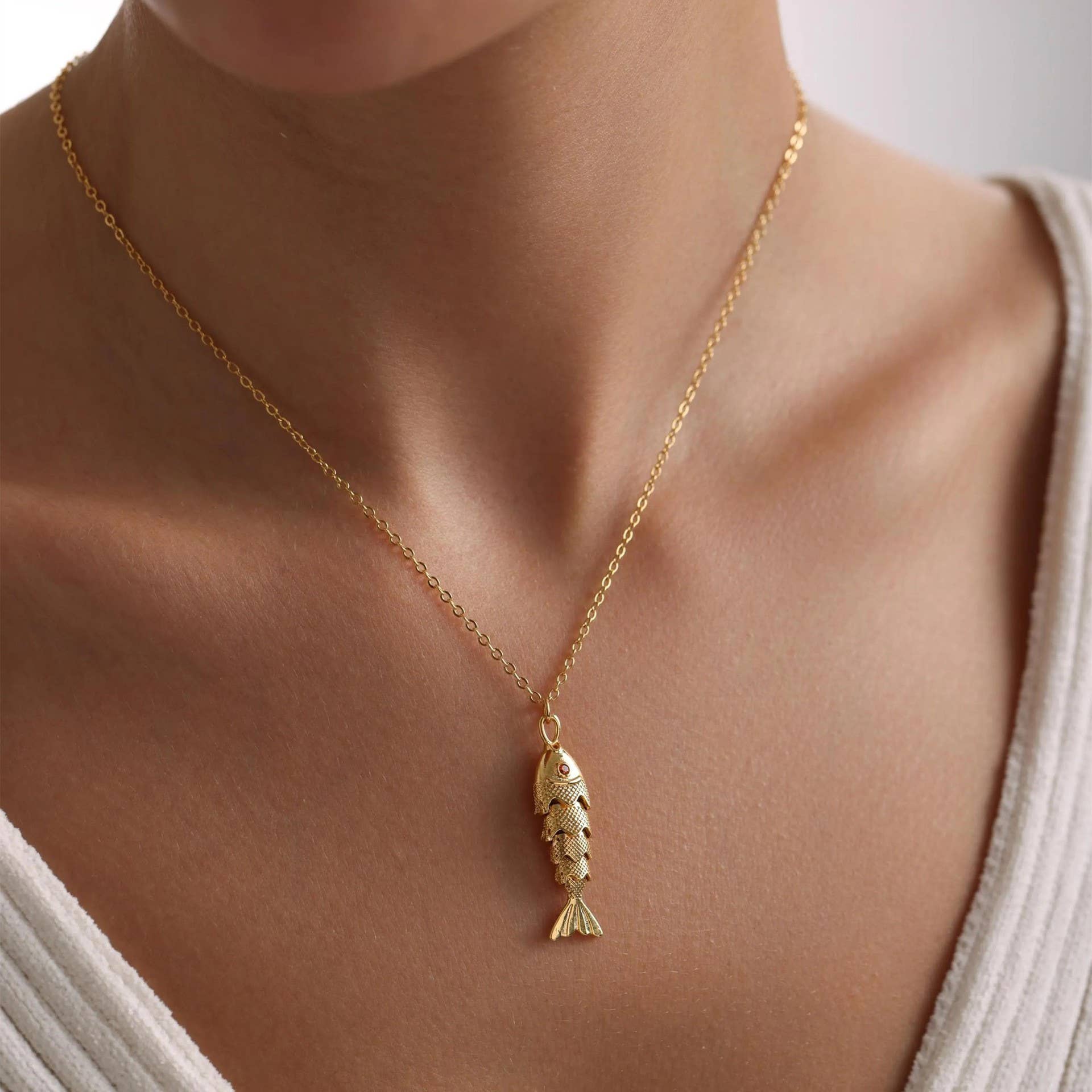 Golden Catch Fish Necklace
