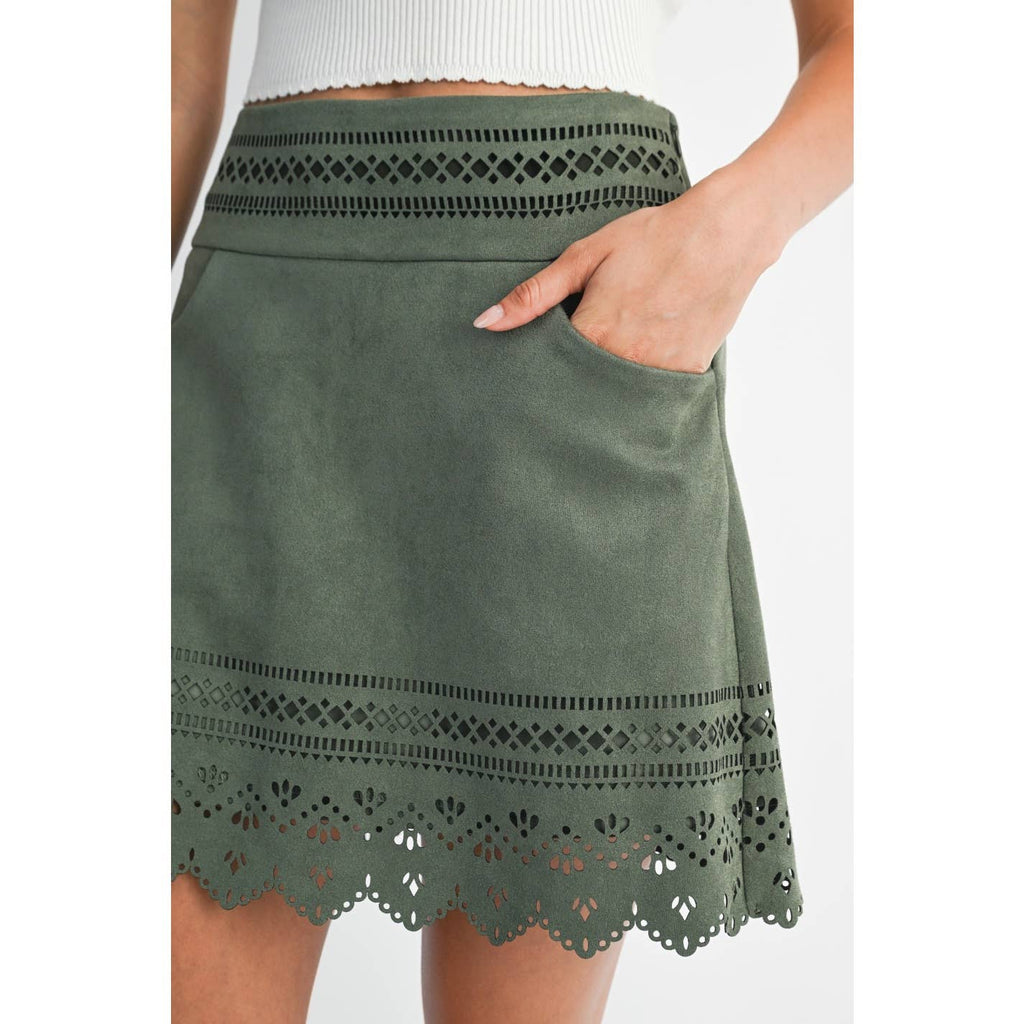 Hunter Green Suede Skirt