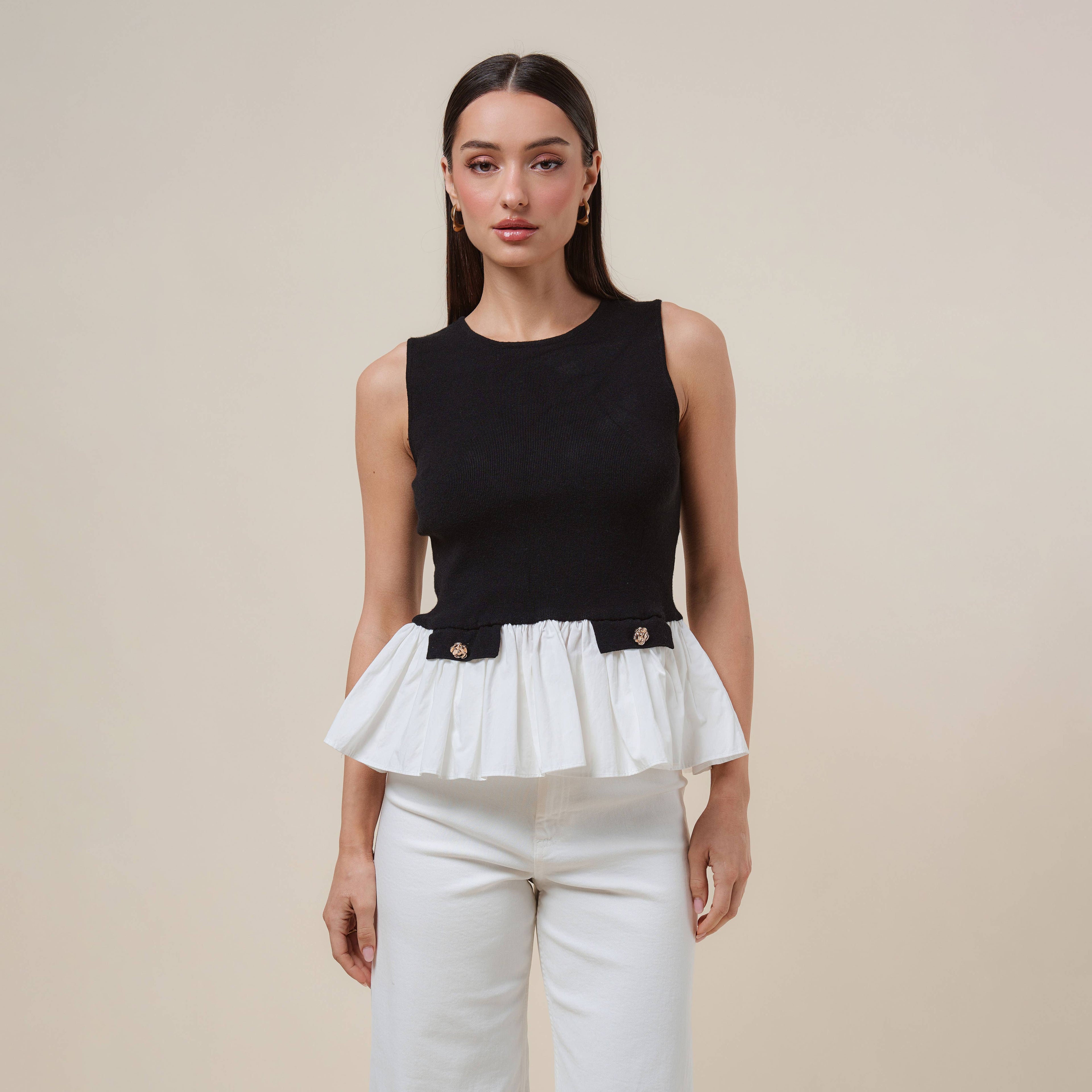 Poplin Sweater Knit Top