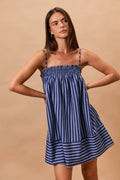 Striped Smocked Babydoll Dress