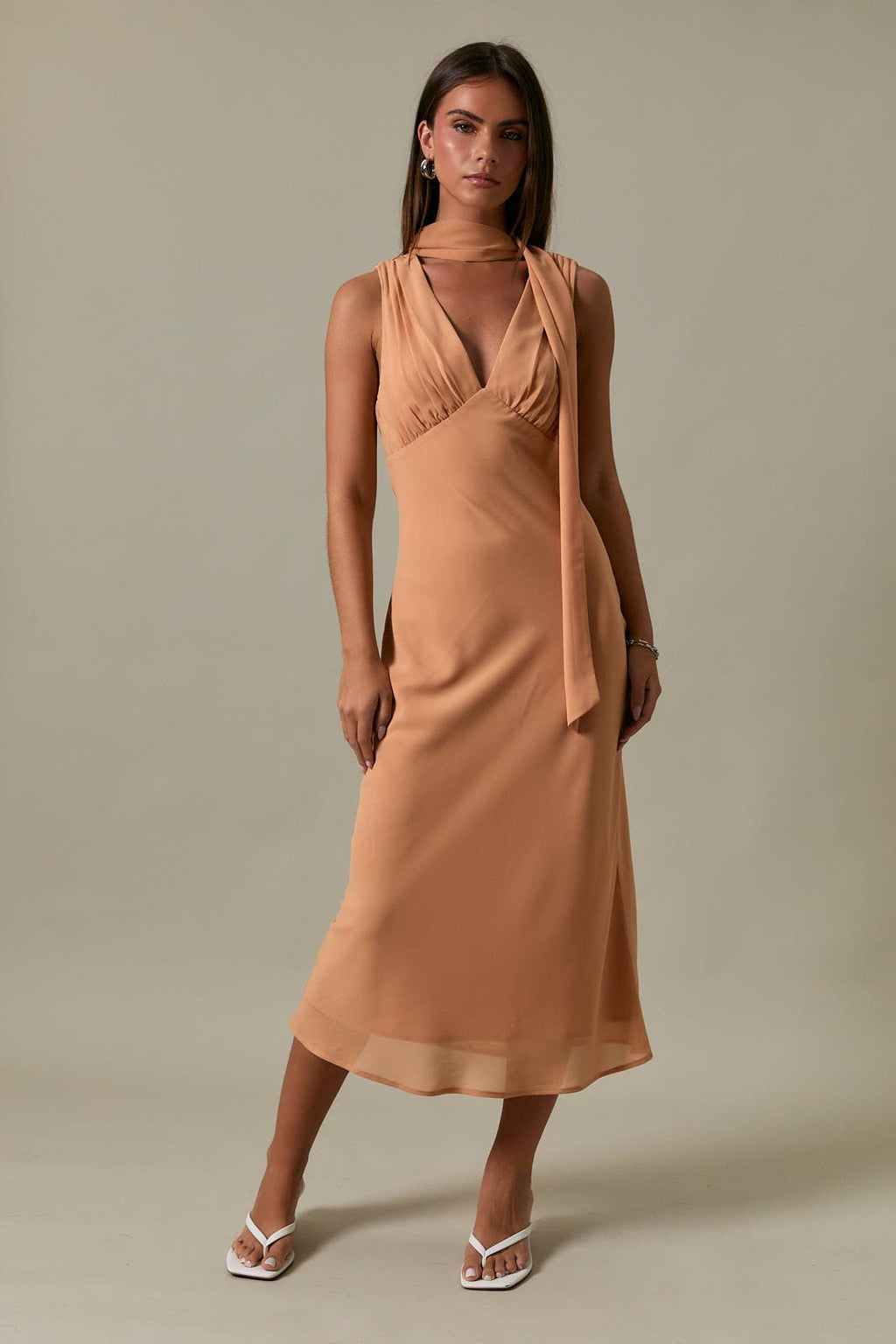 Golden Hour Scarf Midi Dress