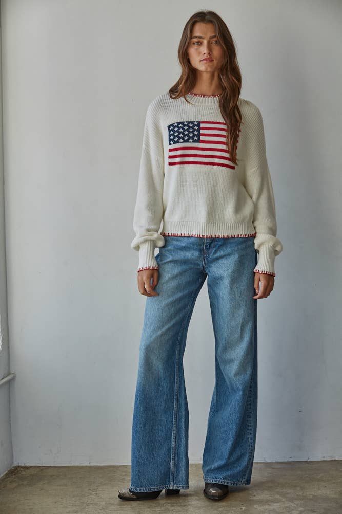 American Flag Knit Crewneck