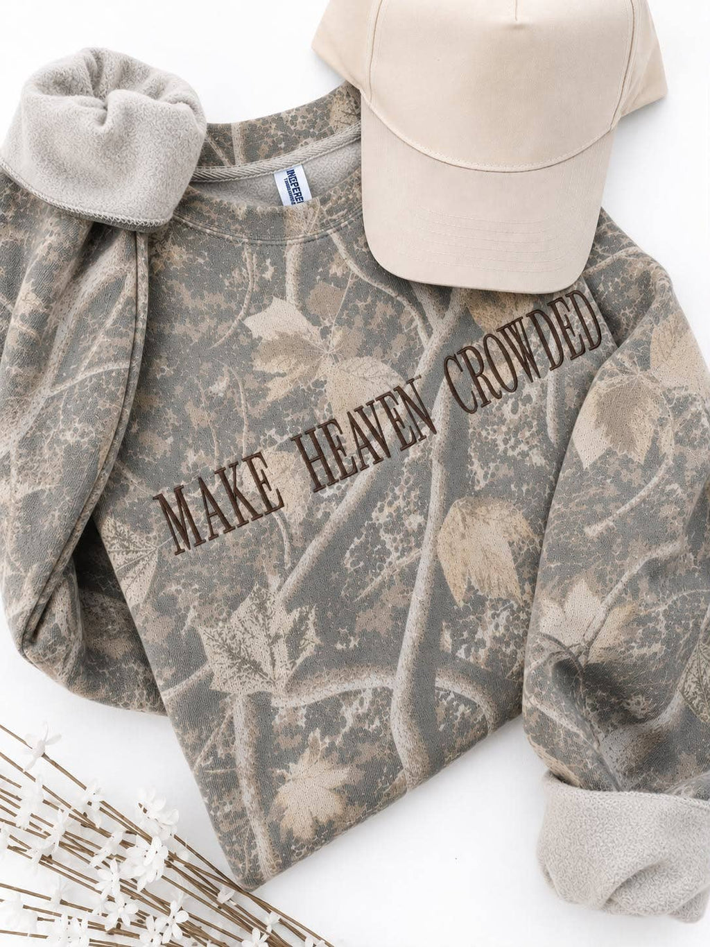 “Make Heaven Crowded” Camo Sweatshirt