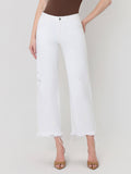 High Rise Raw Hem Crop Jeans