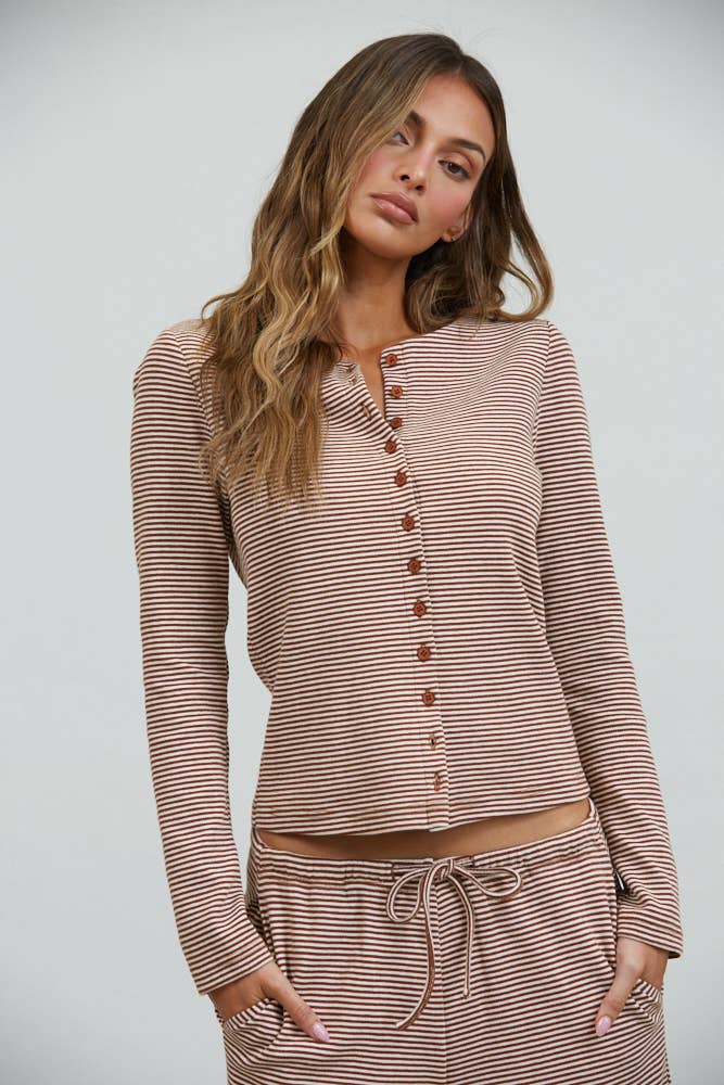 The Mocha Stripe Lounge Set