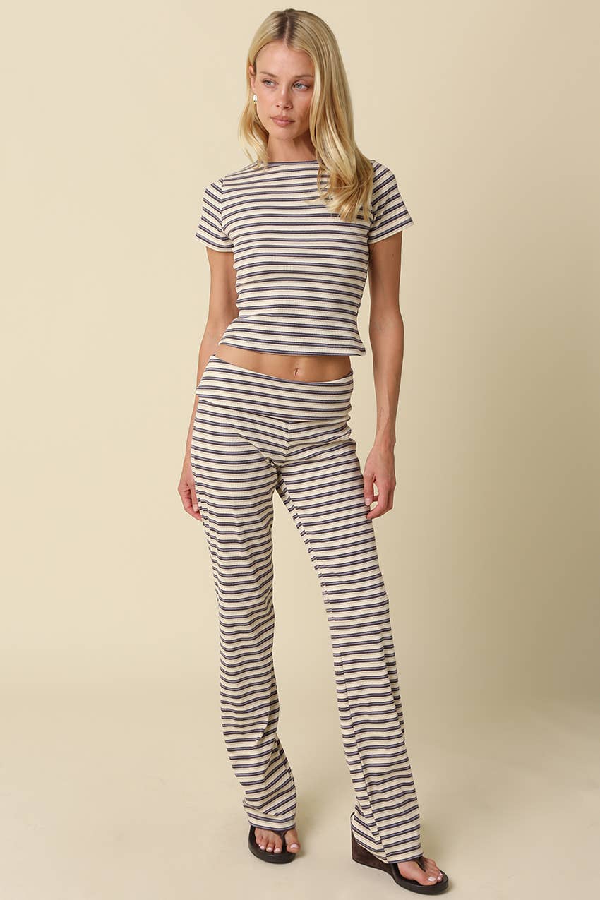 Clover Stripe Knit Pants Set