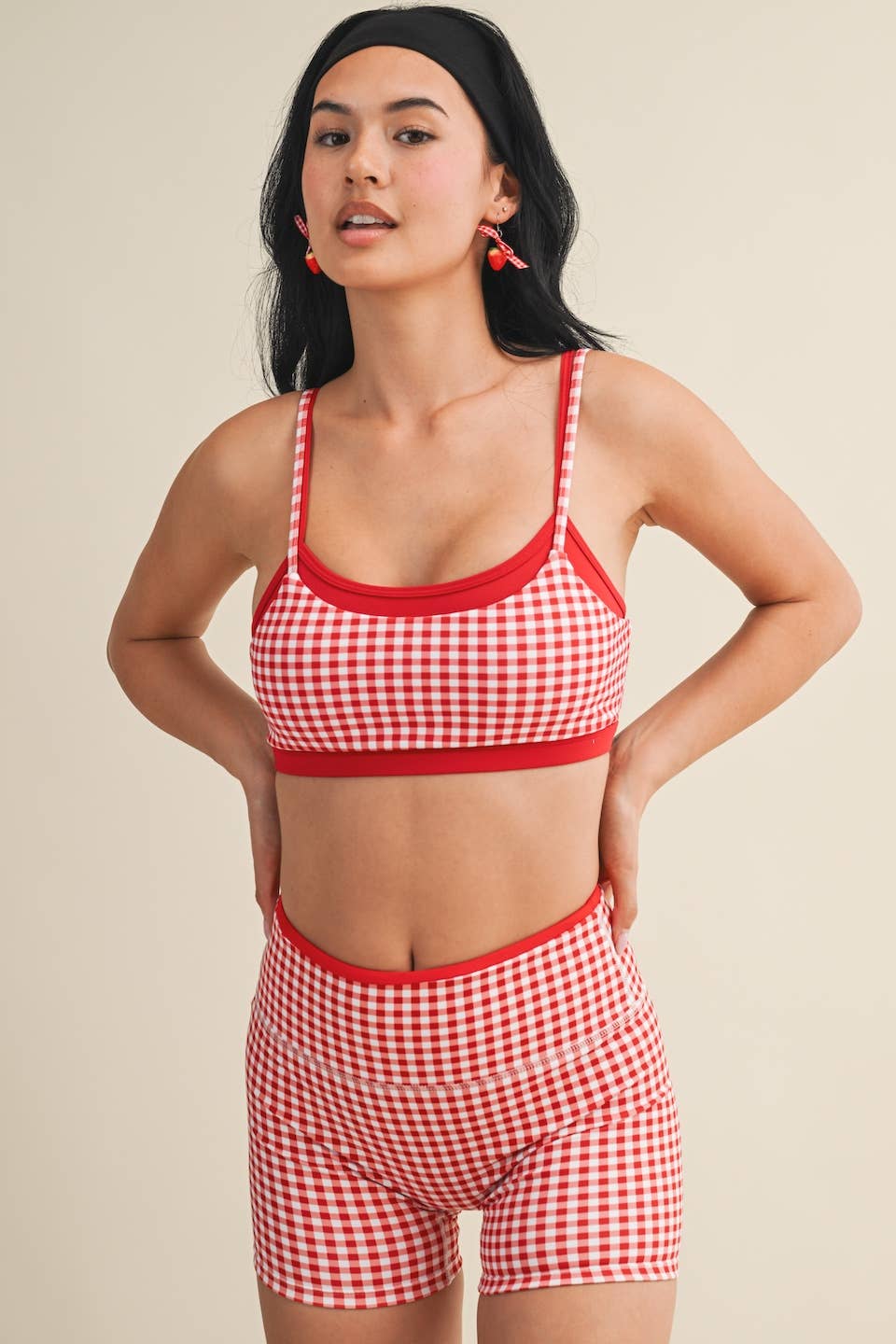 Gingham Double Layered Sports Bra