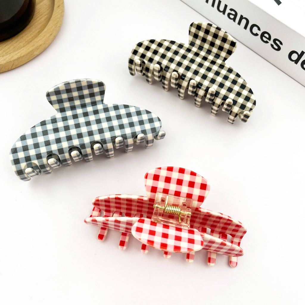 Cherry Red Gingham Claw Clip