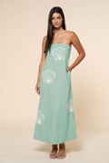 Seashell Embroidered Tube Maxi Dress