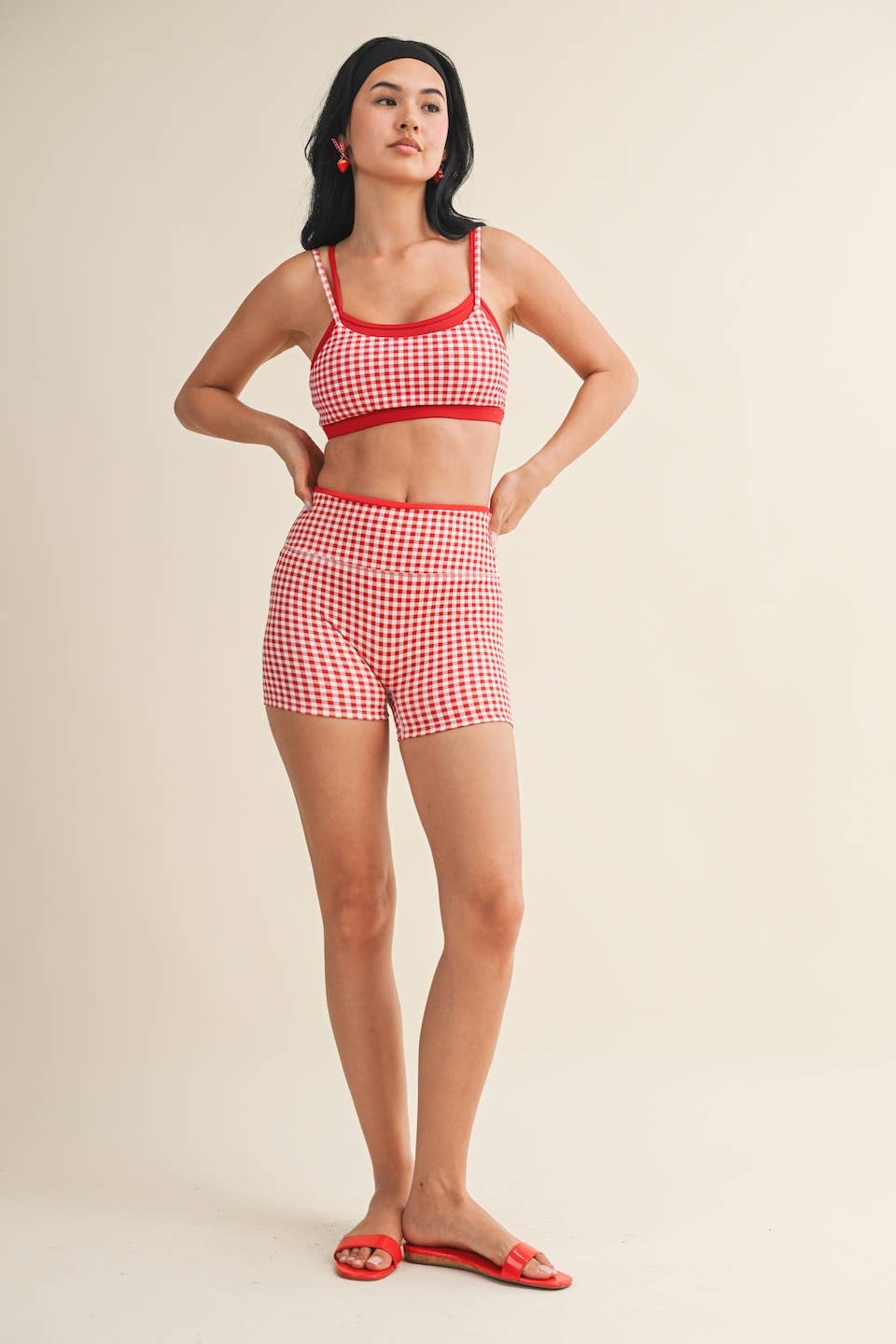 Gingham Double Layered Sports Bra
