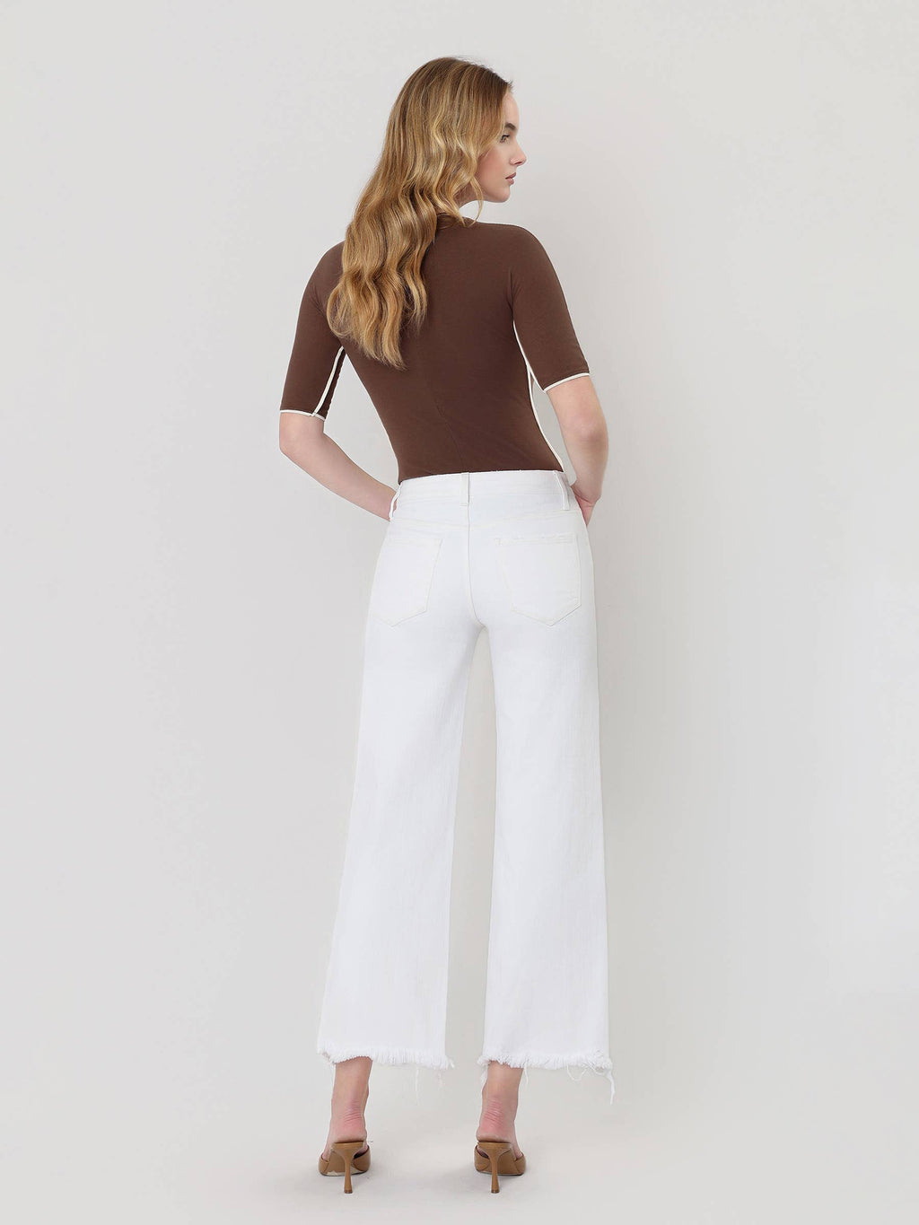 High Rise Raw Hem Crop Jeans
